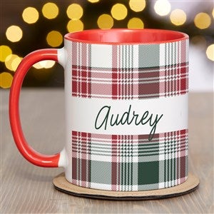 Fresh Plaid Personalized Christmas Coffee Mug 11 oz.- Red - 37497-R
