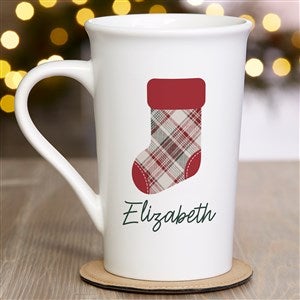 Fresh Plaid Personalized Christmas Latte Mug - 16 oz. White - 37497-U