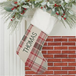 Fresh Plaid Personalized Ivory Christmas Stockings - 37498-I