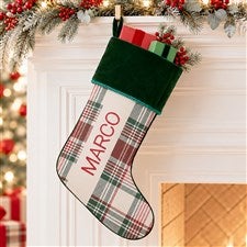 Fresh Plaid Personalized Green Christmas Stockings - 37498-G