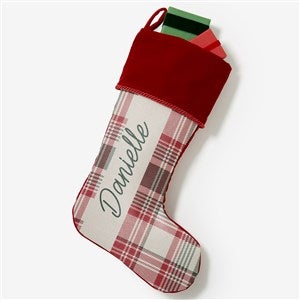 Fresh Plaid Personalized Burgundy Christmas Stockings - 37498-B