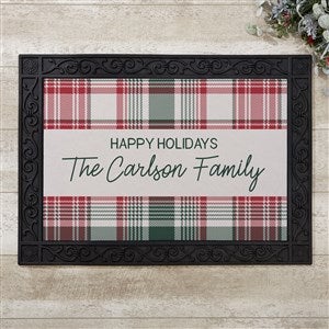 Fresh Plaid Personalized Christmas Doormat- 18x27 - 37502