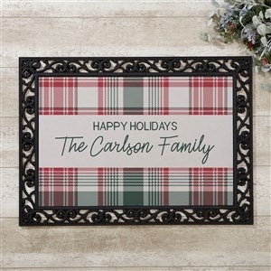 Fresh Plaid Personalized Christmas Doormat - Small - 37502