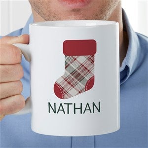 Fresh Plaid Personalized Christmas Coffee Mug 30 oz - White - 37512-LM