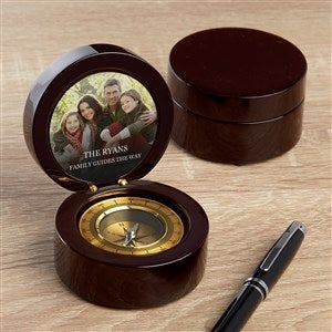 Photo & Text Personalized Navigator Compass-Mahogany - 37520-MHY