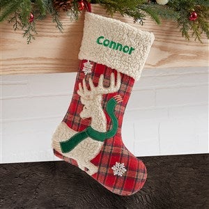 Winter Friends Embroidered Reindeer Christmas Stocking - 37522-R