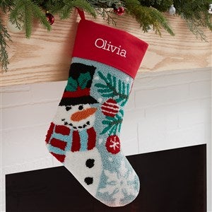 Classic Snowman Embroidered Hooked Christmas Stocking - 37556-SM