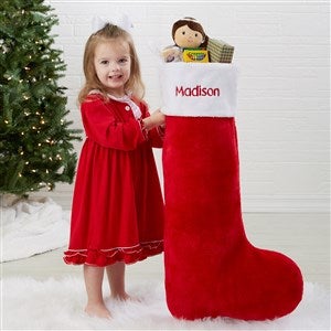 Jumbo Red & White Embroidered Christmas Stocking - 37557