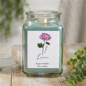 Birth Flower Month Personalized 18 oz. Eucalyptus Mint Candle Jar - 37560-18ES
