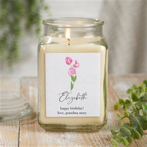 Birth Flower Month Personalized 18 oz. Vanilla Candle Jar - 37560-18VB