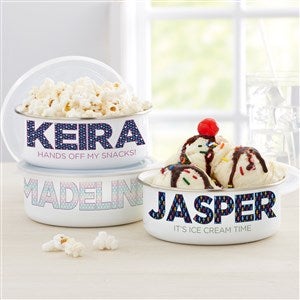 Pop Pattern Personalized Kids Enamel Bowl with Lid - 37587