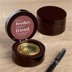 First My Brother Personalized Navigator Compass-Mahogany - 37653-MHY
