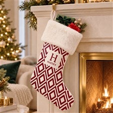 Christmas Custom Pattern Personalized Ivory Faux Fur Christmas Stockings - 37676-IF