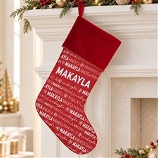 Snowflake Name Personalized Burgundy Christmas Stockings - 37677-B