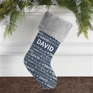 Personalized Christmas Stockings - Repeating Name - Grey Faux Fur - 37677-GF