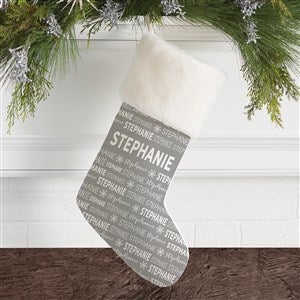 Snowflake Name Personalized Ivory Faux Fur Christmas Stockings - 37677-IF