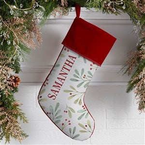 Watercolor Foliage Personalized Burgundy Christmas Stockings - 37678-B