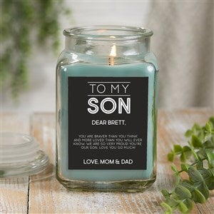 To My Son Personalized 18 oz. Eucalyptus Mint Candle Jar - 37692-18ES