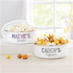 Ombre Name Personalized Kids Enamel Bowl with Lid - 37701