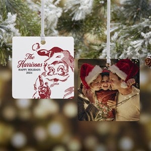 Retro Santa Personalized Ornament- 2.75" Metal - 2 Sided - 37728-2M