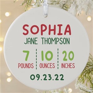 Newly Loved Baby Info Personalized Christmas Ornament- 3.75