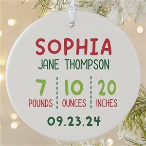 Newly Loved Baby Info Personalized Christmas Ornament- 3.75" Matte - 1 Sided - 37734-1L