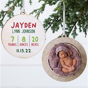 Newly Loved Baby Info Personalized Christmas Ornament- 3.75