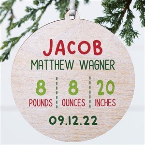 Newly Loved Baby Info Personalized Christmas Ornament- 3.75