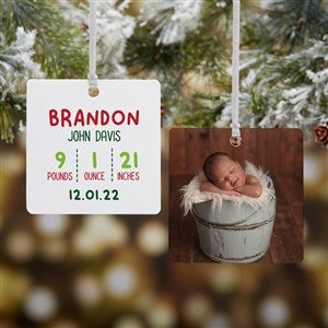 Newly Loved Baby Info Personalized Christmas Ornament- 2.75