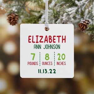 Newly Loved Baby Info Personalized Christmas Ornament- 2.75