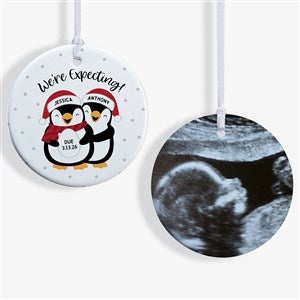 Were Expecting Penguin Personalized Photo Ornament- 2.85quot; Glossy - 2 Sided - 37735-2S