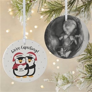 Were Expecting Penguin Personalized Photo Ornament- 3.75" Matte - 2 Sided - 37735-2L