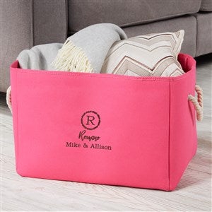 Laurel Monogram Embroidered Storage Tote- Pink - 37740-P