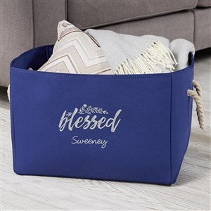 Cozy Home Embroidered Storage Tote- Blue - 37745-B