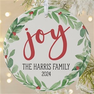 Watercolor Wreath Personalized Ornament- 3.75" Matte - 1 Sided - 37746-1L