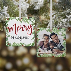 Watercolor Wreath Personalized Ornament- 2.75" Metal - 2 Sided - 37746-2M