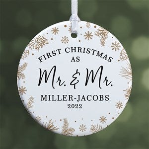 Gold Foliage Wedding Personalized Ornament- 2.85