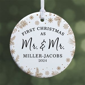 Gold Foliage Wedding Personalized Ornament- 2.85" Glossy - 1 Sided - 37747-1S
