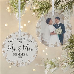 Gold Foliage Wedding Personalized Ornament- 3.75 Matte - 2 Sided - 37747-2L