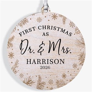 Gold Foliage Wedding Personalized Ornament- 3.75 wood - 1 Sided - 37747-1W