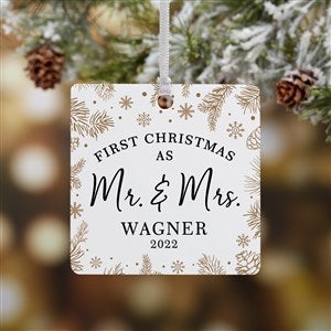 Gold Foliage Wedding Personalized Ornament- 2.75