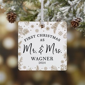 Gold Foliage Wedding Personalized Ornament- 2.75 Metal - 1 Sided - 37747-1M