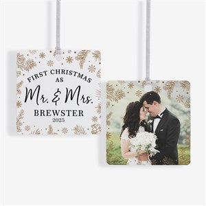 Gold Foliage Wedding Personalized Ornament- 2.75 Metal - 2 Sided - 37747-2M