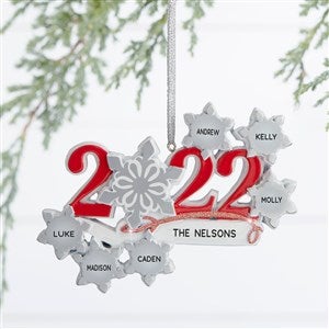 2022 Silver Snowflake Family© Personalized Ornament- 6 Name - 37748-6