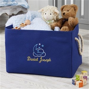 Moon & Stars Embroidered Kids Room Storage Tote- Blue - 37751-B