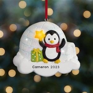 Penguin Igloo Personalized Light Up Christmas Ornament - 37756