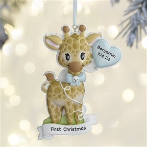 Baby Boy Giraffe Personalized Ornament - 37763