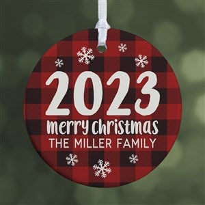 Buffalo Plaid Family Personalized Year Ornament- 2.85" Glossy - 1 Sided - 37764-1S