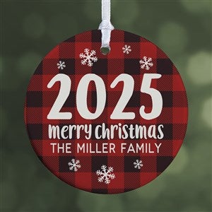Buffalo Plaid Family Personalized Year Ornament- 2.85 Glossy - 1 Sided - 37764-1S