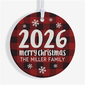 Buffalo Plaid Family Personalized Year Ornament- 2.85 Glossy - 1 Sided - 37764-1S